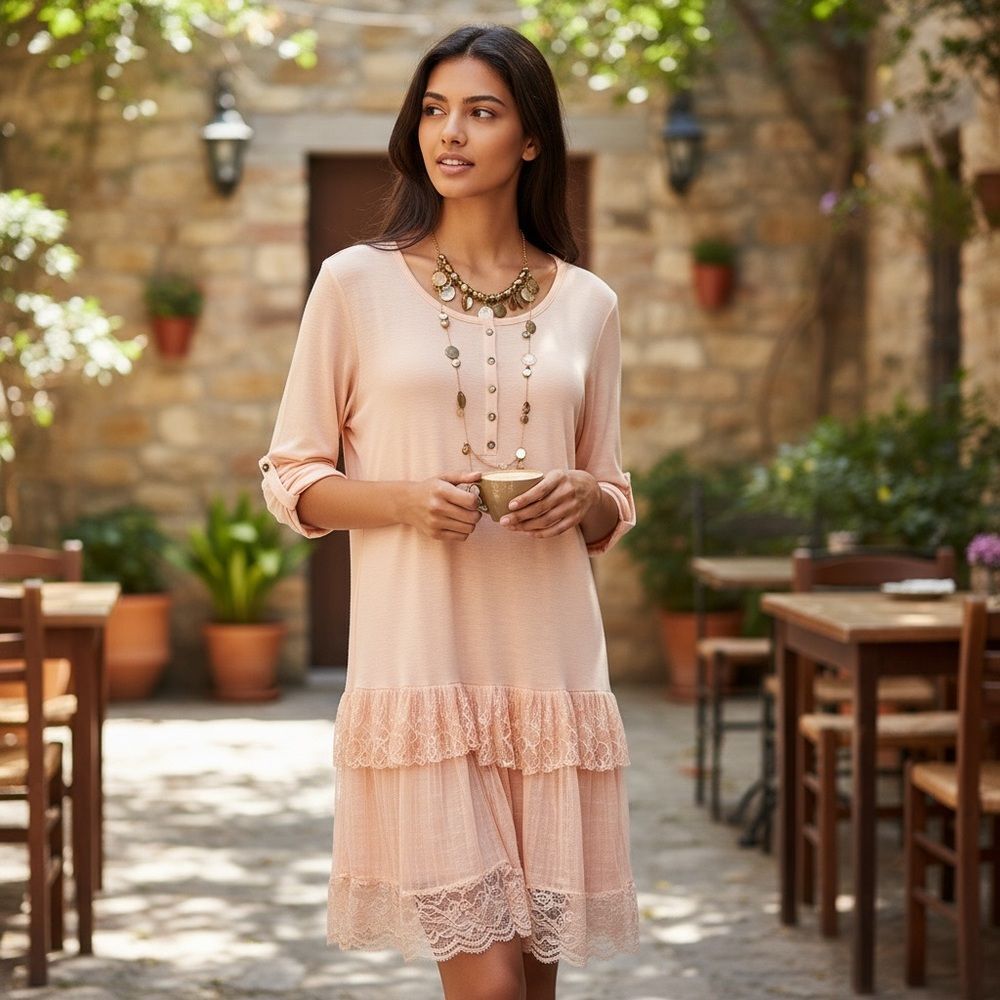 Seduzione  Soft Jersey Ruffe Lace Dress​​​